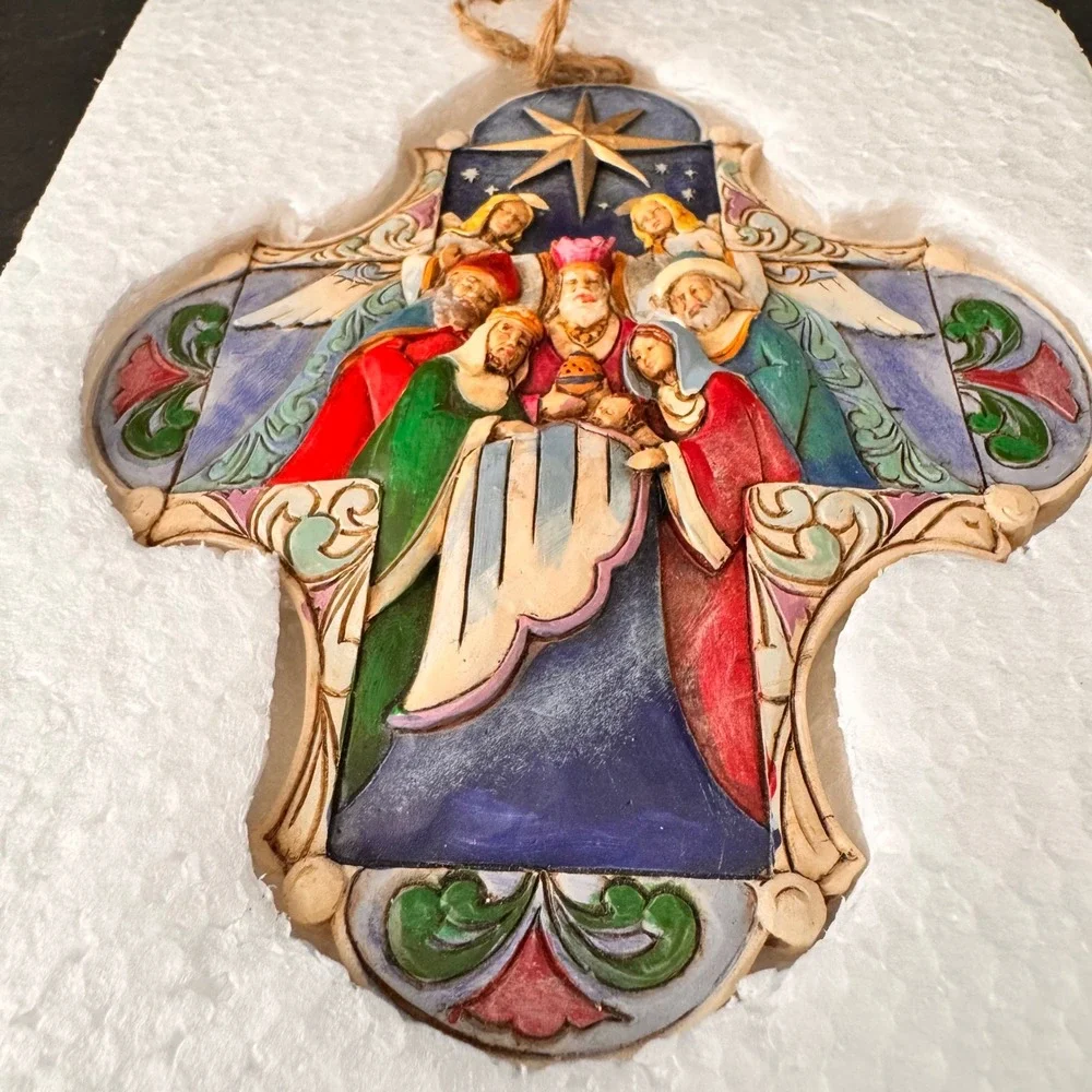 Jim Shore Multicolor Nativity Three Kings Cross Ornament